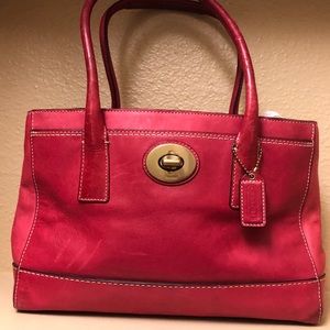 COACH Red Leather Madeline Tote Bag B 0893-11553
